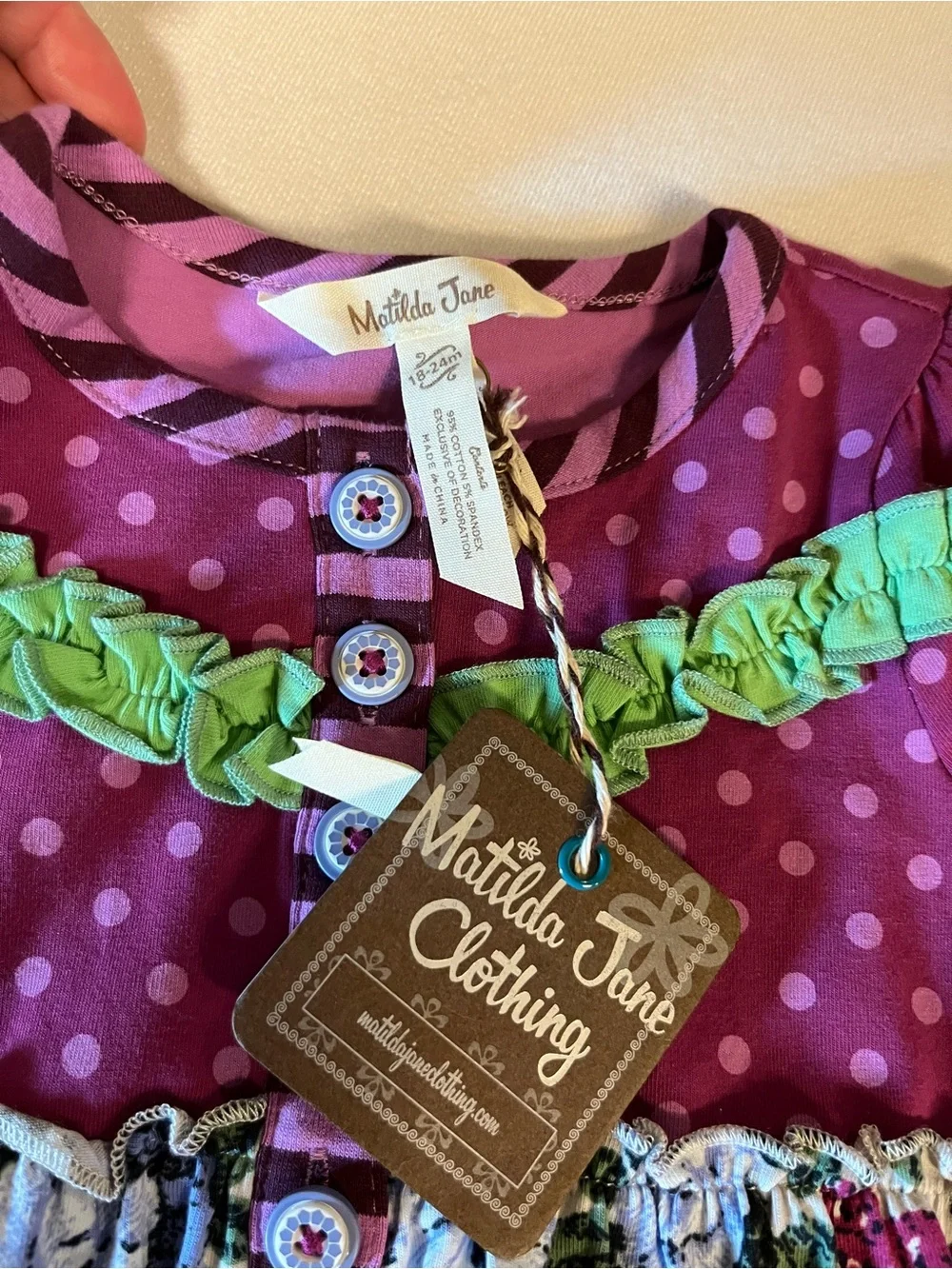 Matilda Jane Girls Dress  18-24M Purple Floral Polka Dot NWT Boutique